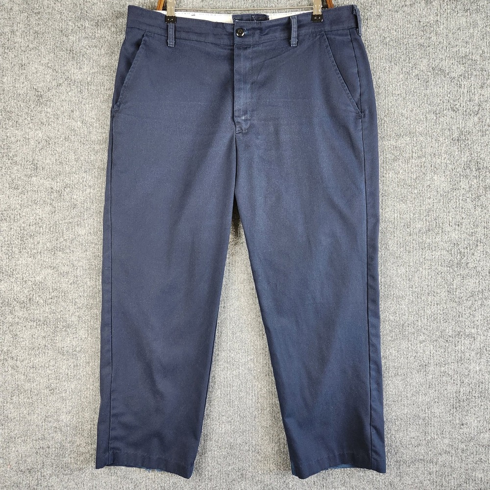Red Kap Pants Mens Navy Blue Industrial Work Size 38 Flat Front Chinos